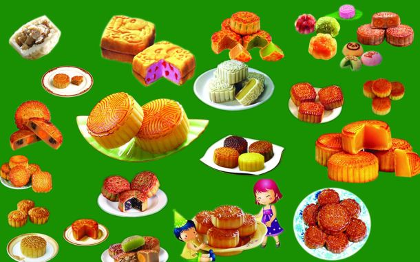 Variedades de Moon Cakes.